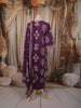 Dark Purple Traditional Motif Printed Design Cotton Straight Cut Salwar Suit with Matching Dupatta
