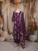 Dark Purple Traditional Motif Printed Design Cotton Straight Cut Salwar Suit with Matching Dupatta