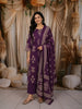 Dark Purple Traditional Motif Printed Design Cotton Straight Cut Salwar Suit with Matching Dupatta