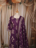 Dark Purple Traditional Motif Printed Design Cotton Straight Cut Salwar Suit with Matching Dupatta