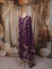 Dark Purple Traditional Motif Printed Design Cotton Straight Cut Salwar Suit with Matching Dupatta