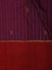 Dark Purple Vertical Stripes Zari Woven Design Pure Kanchipuram Silk Saree with Contrast Border