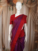 Dark Purple Vertical Stripes Zari Woven Design Pure Kanchipuram Silk Saree with Contrast Border