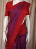 Dark Purple Vertical Stripes Zari Woven Design Pure Kanchipuram Silk Saree with Contrast Border