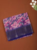 Dark Purple and Pink Floral Printed Design Chiffon Saree with Contrast Zari Border