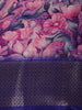 Dark Purple and Pink Floral Printed Design Chiffon Saree with Contrast Zari Border