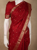 Dark Red Butta Zari Woven Design Kanchipuram Silk Saree with Paisley Zari Border