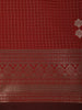 Dark Red Checked Zari Woven Design Art Silk Saree with Zari Border