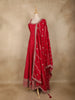 Dark Red Dotted and Floral Embroidered Design Georgette Gown with Dupatta