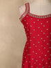 Dark Red Dotted and Floral Embroidered Design Georgette Gown with Dupatta