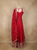 Dark Red Dotted and Floral Embroidered Design Georgette Gown with Dupatta