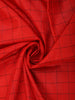 Dark Red Floral Checked Woven Design Pure Kanchipuram Silk Saree with Peacock Zari Border