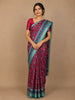 Dark Red Floral Designed Cotton Saree