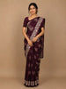 Dark Red Floral Designed Semi Tussar Silk Saree