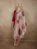 Dark Red Floral Embroidered Design Organza Salwar Suit with Contrast Dupatta