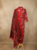 Dark Red Floral Printed Design Cotton Straight Cut Salwar Suit with Dupatta