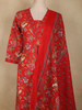 Dark Red Floral Printed Design Cotton Straight Cut Salwar Suit with Dupatta