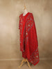 Dark Red Floral Printed Design Cotton Straight Cut Salwar Suit with Dupatta