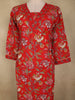 Dark Red Floral Printed Design Cotton Straight Cut Salwar Suit with Dupatta