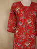 Dark Red Floral Printed Design Cotton Straight Cut Salwar Suit with Dupatta