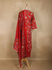 Dark Red Floral Printed Design Cotton Straight Cut Salwar Suit with Dupatta