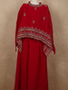 Dark Red Floral Sequins and Beads Embroidered Design Georgette Kids Palazzo Suit with Kaftan Sleeve