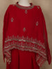 Dark Red Floral Sequins and Beads Embroidered Design Georgette Kids Palazzo Suit with Kaftan Sleeve