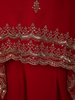 Dark Red Floral Sequins and Beads Embroidered Design Georgette Kids Palazzo Suit with Kaftan Sleeve