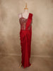 Dark Red Floral Sequins and Beads Embroidered Design Georgette Ready To Wear Saree