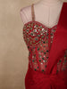 Dark Red Floral Sequins and Beads Embroidered Design Georgette Ready To Wear Saree