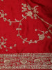 Dark Red Floral Sequins and Beads Embroidered Design Satin Designer Saree
