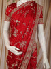 Dark Red Floral Sequins and Beads Embroidered Design Satin Designer Saree
