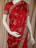 Dark Red Floral Sequins and Beads Embroidered Design Satin Designer Saree