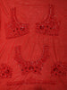 Dark Red Floral Sequins  and Thread Embroidered Design Net Designer Saree