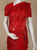 Dark Red Floral Sequins  and Thread Embroidered Design Net Designer Saree
