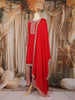 Dark Red Floral Thread Embroidered Design Crepe Palazzo Suit