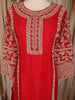Dark Red Floral Thread Embroidered Design Crepe Palazzo Suit