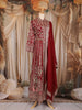 Dark Red  Floral Thread and Sequins Embroidered Design Georgette Lehenga with Dupatta