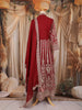 Dark Red  Floral Thread and Sequins Embroidered Design Georgette Lehenga with Dupatta