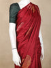 Dark Red Floral Woven Kanchipuram Silk Saree