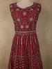 Dark Red Mirror and Zari Embroidered Design Net Gown with Dupatta
