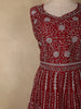 Dark Red Mirror and Zari Embroidered Design Net Gown with Dupatta