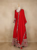 Dark Red Paisley Design Semi Silk Gown with Dupatta