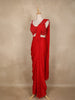 Dark Red Sequins Embellished Design Georgette Ready To Wear Saree with Designer Blouse