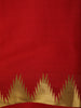 Dark Red Solid Woven Design Pure Mysore Silk Saree with Temple Zari Border