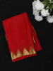 Dark Red Solid Woven Design Pure Mysore Silk Saree with Temple Zari Border