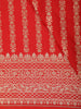 Dark Red Striped Zari Woven Design Banarasi Silk Saree with Zari Border