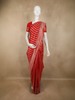 Dark Red Striped Zari Woven Design Banarasi Silk Saree with Zari Border