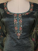 Dark Teal Blue Embroidered Design Tissue Silk Salwar Suit