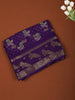 Dark Violet Floral Printed Design Chiffon Saree with Peacock Border